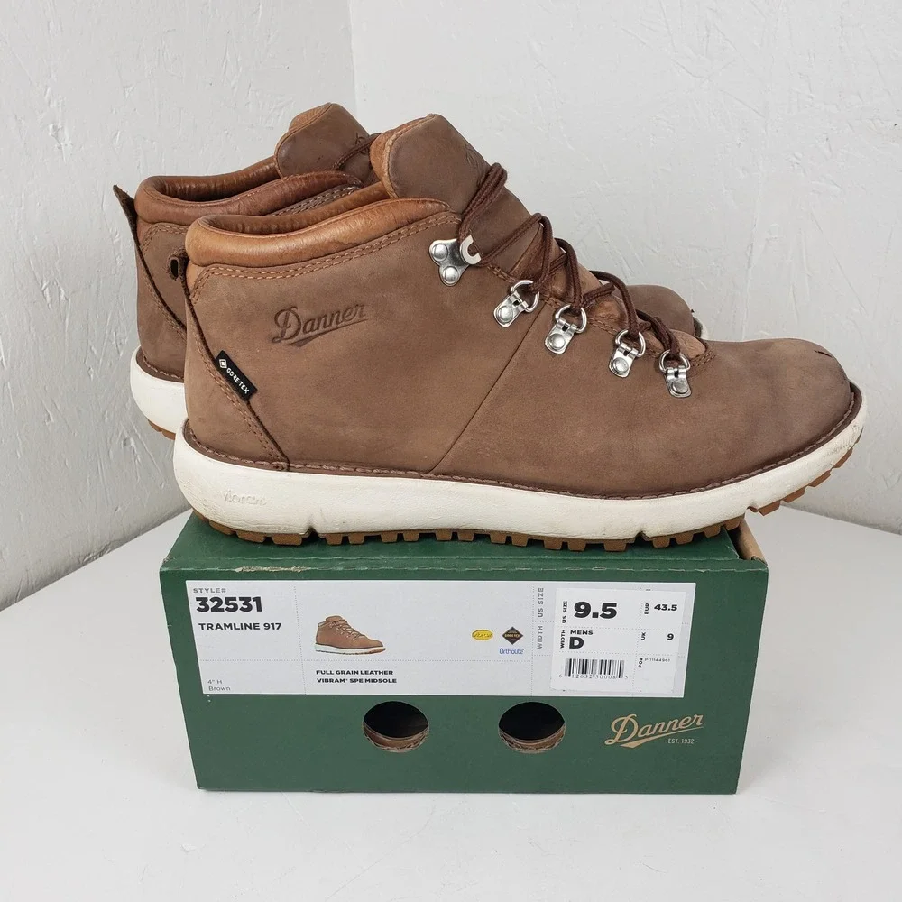 Danner Tramline 917 Mens 9.5 Brown Leather Gore-Tex Waterproof Boots 32531